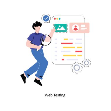 Web Test Düz Tasarım Vektörü illüstrasyonu. Stok illüstrasyonu