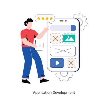 Uygulama Geliştirme Düz Biçim Tasarım Vektörü çizimi. Stok illüstrasyonu