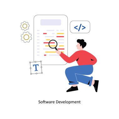 Yazılım Geliştirme Düz Biçim Tasarım Vektörü illüstrasyonu. Stok illüstrasyonu