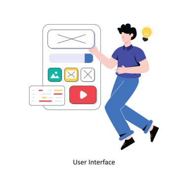 Kullanıcı Arayüzü Düz Tasarım Vektörü illüstrasyonu. Stok illüstrasyonu
