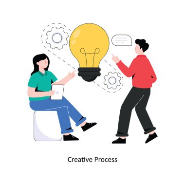 Yaratıcı Süreç Düz Biçim Tasarım Vektörü illüstrasyonu. Stok illüstrasyonu