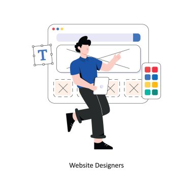 Web sitesi Tasarımcıları Düz Tasarım Vektörü illüstrasyonu. Stok illüstrasyonu