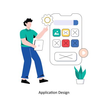 Uygulama Tasarım Düz Tasarım Vektörü illüstrasyonu. Stok illüstrasyonu