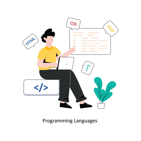 Linguagens Programação Design Estilo Plano Ilustração Vetorial Ilustração Das Existências — Vetor de Stock