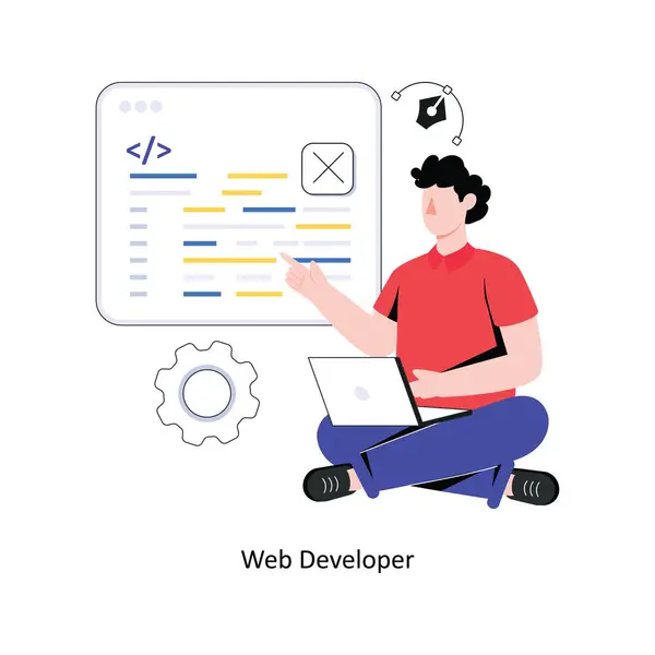 Web Developer Flat Style Design Ilustración Vectorial Ilustración General — Vector de stock