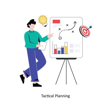 Taktik Planlama Düz Biçim Tasarım Vektörü çizimi. Stok illüstrasyonu