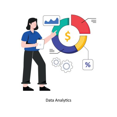 Veri Analitiği Düz Biçim Tasarım Vektörü illüstrasyonu. Stok illüstrasyonu