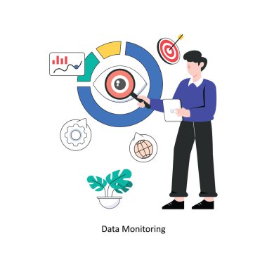 Düz Tasarım Vektörü illüstrasyonunu Veri İzleme. Stok illüstrasyonu