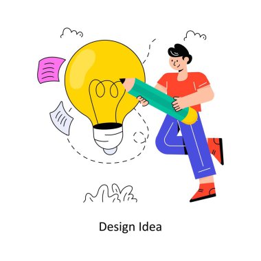 Tasarım Fikri Düz Biçim Tasarım Vektörü illüstrasyonu. Stok illüstrasyonu