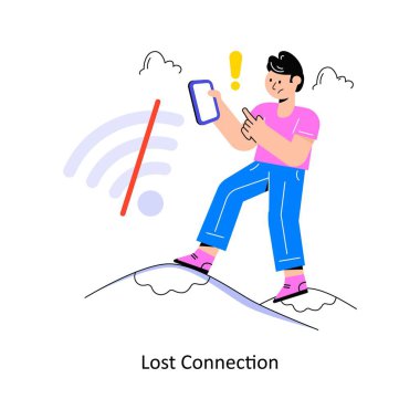 Lost Connection Connection Düz Biçim Tasarım Vektörü illüstrasyonu. Stok illüstrasyonu