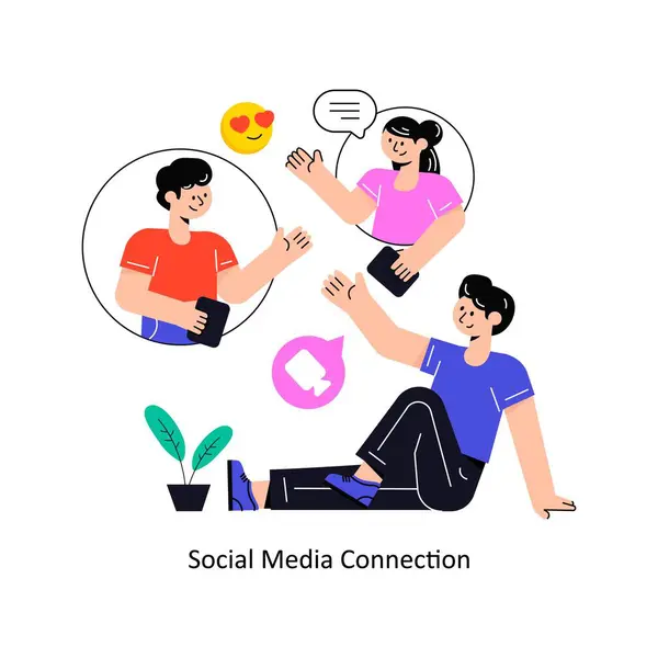 Social Media Connection Flat Style Design Vector Illustratie Voorraadillustratie — Stockvector