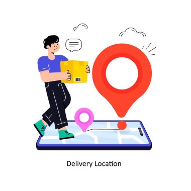 Teslimat Konumu düz stil tasarım vektör çizimi. hisse illüstrasyonu