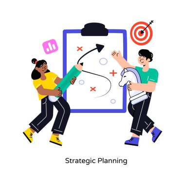 Stratejik Planlama Düz Biçim Tasarım Vektörü çizimi. Stok illüstrasyonu