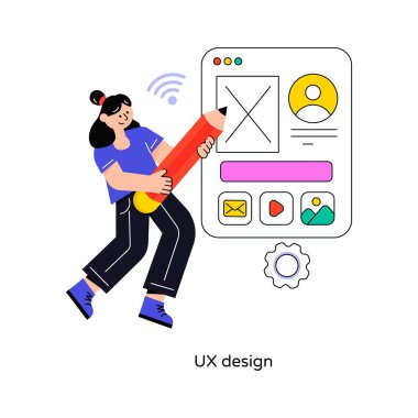 UX tasarımı Düz Tasarım Vektörü illüstrasyonu. Stok illüstrasyonu