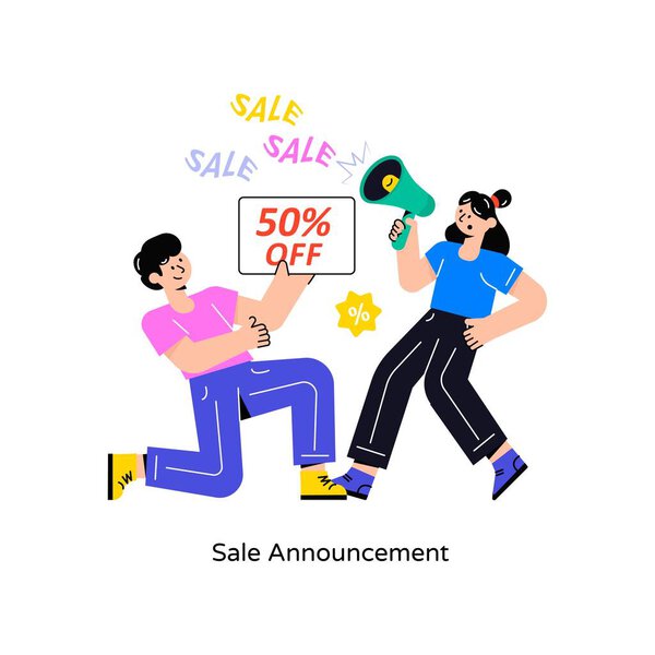 Продажа Объявление Плоский стиль дизайна векторной иллюстрации. Иллюстрация