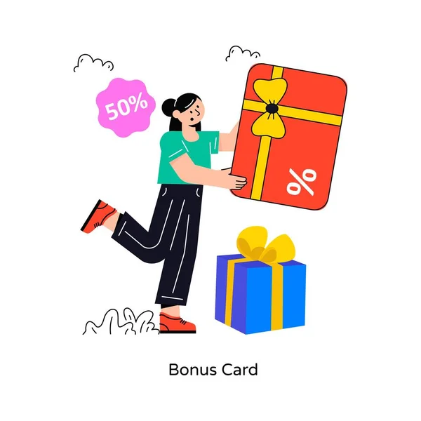 Bonus Card Flat Style Σχεδιασμός Διανυσματική Απεικόνιση Εικονογράφηση Αποθέματος — Διανυσματικό Αρχείο