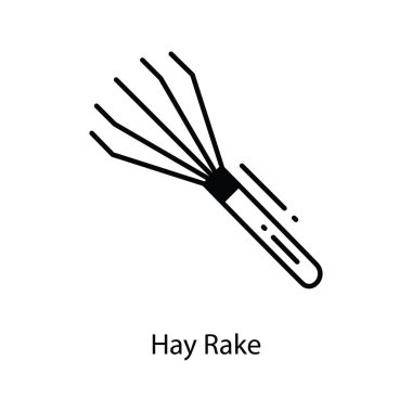 Hay Rake doodle Simge Tasarımı çizimi. Beyaz arkaplan EPS 10 Dosyasında Tarım Sembolü