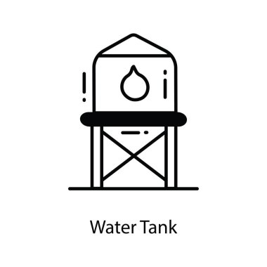 Water Tank karalama simgesi tasarımı çizimi. Beyaz arkaplan EPS 10 Dosyasında Tarım Sembolü