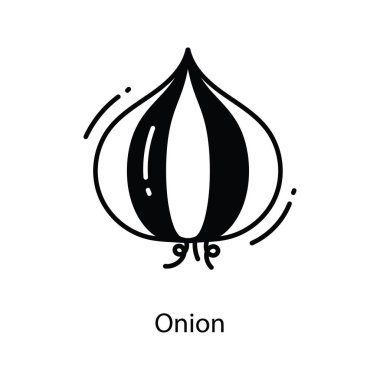 Soğan Karalama Simgesi Tasarım Çizimi. Beyaz arkaplan EPS 10 Dosyasında Tarım Sembolü