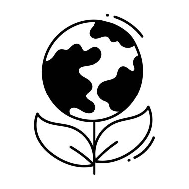 Dünya eko karalama ikonu tasarım illüstrasyonu. Beyaz arkaplan EPS 10 Dosyasında Ekoloji Sembolü