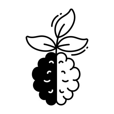 Eko beyin karalama ikon tasarım çizimi. Beyaz arkaplan EPS 10 Dosyasında Ekoloji Sembolü