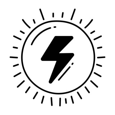 Şimşek enerjisi karalama simgesi ikon tasarım çizimi. Beyaz arkaplan EPS 10 Dosyasında Ekoloji Sembolü