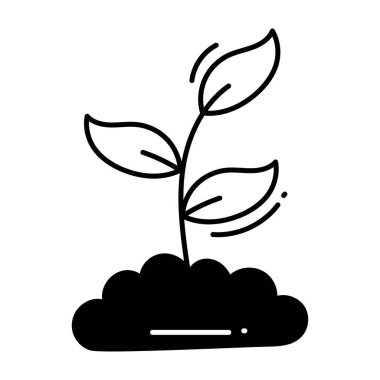 Bitki yetiştirme ikon tasarımı çizimi. Beyaz arkaplan EPS 10 Dosyasında Ekoloji Sembolü