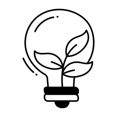 Eko fikri Icon Design illüstrasyonunu karalıyor. Beyaz arkaplan EPS 10 Dosyasında Ekoloji Sembolü