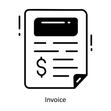 Fatura karalama yarı katı ikon tasarım çizimi. Beyaz arkaplan EPS 10 Dosyasında Ticaret ve Alışveriş Sembolü