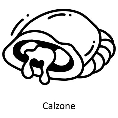 Calzone doodle yarı katı simge simgesi tasarımı. Beyaz arkaplan EPS 10 Dosyasında Yiyecek ve İçecekler Sembolü