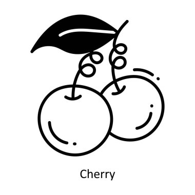 Kiraz karalama yarı katı simge simgesi tasarımı. Beyaz arkaplan EPS 10 Dosyasında Yiyecek ve İçecekler Sembolü