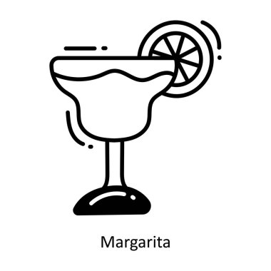 Margarita doodle Simge Tasarımı çizimi. Beyaz arkaplan EPS 10 Dosyasında Yiyecek ve İçecekler Sembolü