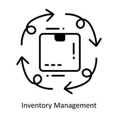 Envanter Yönetimi karalama yarı katı Simge Tasarım çizimi. Beyaz arkaplan EPS 10 Dosyasında Lojistik ve Teslim Sembolü