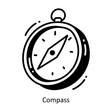 Pusula karalama yarı katı simge tasarımı çizimi. Beyaz arkaplan EPS 10 Dosyasında Lojistik ve Teslim Sembolü