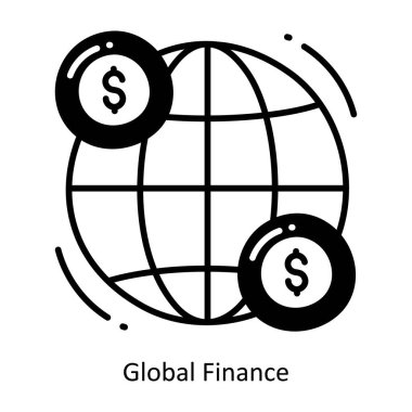 Global Finans yarı katı simge tasarımı çizimi. Beyaz arkaplan EPS 10 Dosyasında Lojistik ve Teslim Sembolü