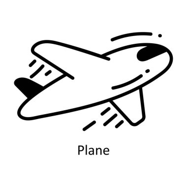 Uçak karalaması yarı katı Simge Tasarımı çizimi. Beyaz arkaplan EPS 10 Dosyasında Lojistik ve Teslim Sembolü