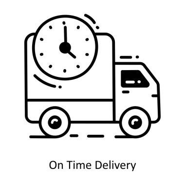 Time Delivery 'nin yarı katı simge tasarımı illüstrasyonunda. Beyaz arkaplan EPS 10 Dosyasında Lojistik ve Teslim Sembolü