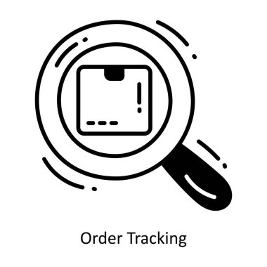 İz sürme yarı katı simge tasarımı çizimi siparişi. Beyaz arkaplan EPS 10 Dosyasında Lojistik ve Teslim Sembolü