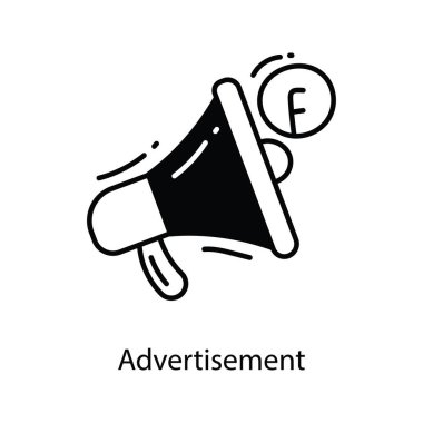Reklam karalaması yarı katı simge simgesi tasarımı. Beyaz arkaplan EPS 10 Dosyasında Pazarlama Sembolü