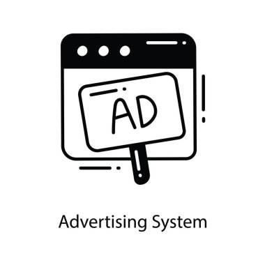 Reklam Sistemi karalama yarı katı simge simgesi tasarım illüstrasyonu. Beyaz arkaplan EPS 10 Dosyasında Pazarlama Sembolü