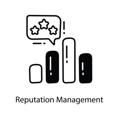 İtibar Yönetimi karalama yarı katı simge simgesi tasarım illüstrasyonu. Beyaz arkaplan EPS 10 Dosyasında Pazarlama Sembolü
