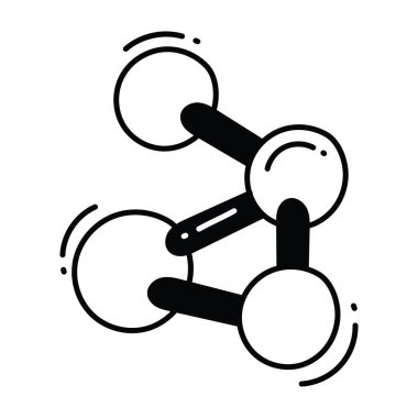Molekül karalama yarı katı simge simgesi tasarım illüstrasyonu. Beyaz arkaplan EPS 10 Dosyasında Bilim ve Teknoloji Sembolü