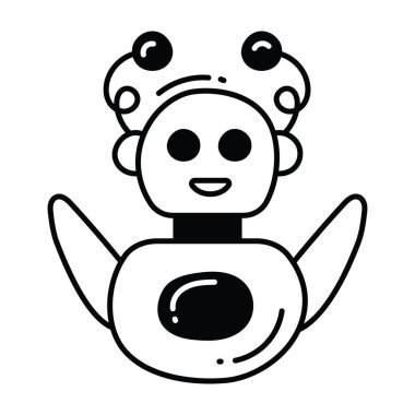 Robot karalama yarı katı simge simgesi tasarım illüstrasyonu. Beyaz arkaplan EPS 10 Dosyasında Bilim ve Teknoloji Sembolü