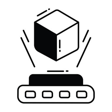 Hologram karalama yarı katı simge simgesi tasarım çizimi. Beyaz arkaplan EPS 10 Dosyasında Bilim ve Teknoloji Sembolü