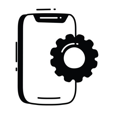 Mobil karalama yarı katı simge simgesi çizimi ayarlanıyor. Beyaz arkaplan EPS 10 Dosyasında Bilim ve Teknoloji Sembolü