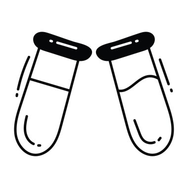 Test tüpleri karalama yarı katı simge simgesi tasarım illüstrasyonu. Beyaz arkaplan EPS 10 Dosyasında Bilim ve Teknoloji Sembolü