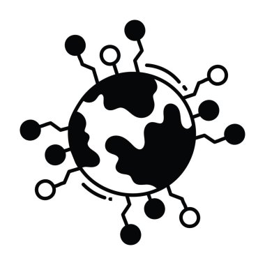 Genel ağ karalama yarı katı simge simgesi tasarım illüstrasyonu. Beyaz arkaplan EPS 10 Dosyasında Bilim ve Teknoloji Sembolü