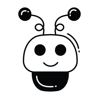 Robot karalama yarı katı simge simgesi tasarım illüstrasyonu. Beyaz arkaplan EPS 10 Dosyasında Bilim ve Teknoloji Sembolü