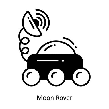 Moon Rover karalama yarı katı simge simgesi tasarım illüstrasyonu. Beyaz arkaplan EPS 10 Dosyasında Uzay Sembolü