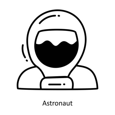 Astronot doodle yarı katı ikon ikon tasarım çizimi. Beyaz arkaplan EPS 10 Dosyasında Uzay Sembolü